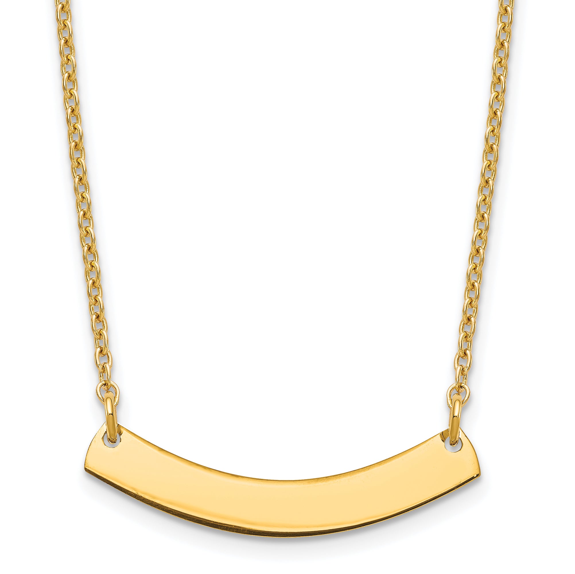 Gold Plated Sterling Silver/Gold Small Curved Blank Bar Necklace