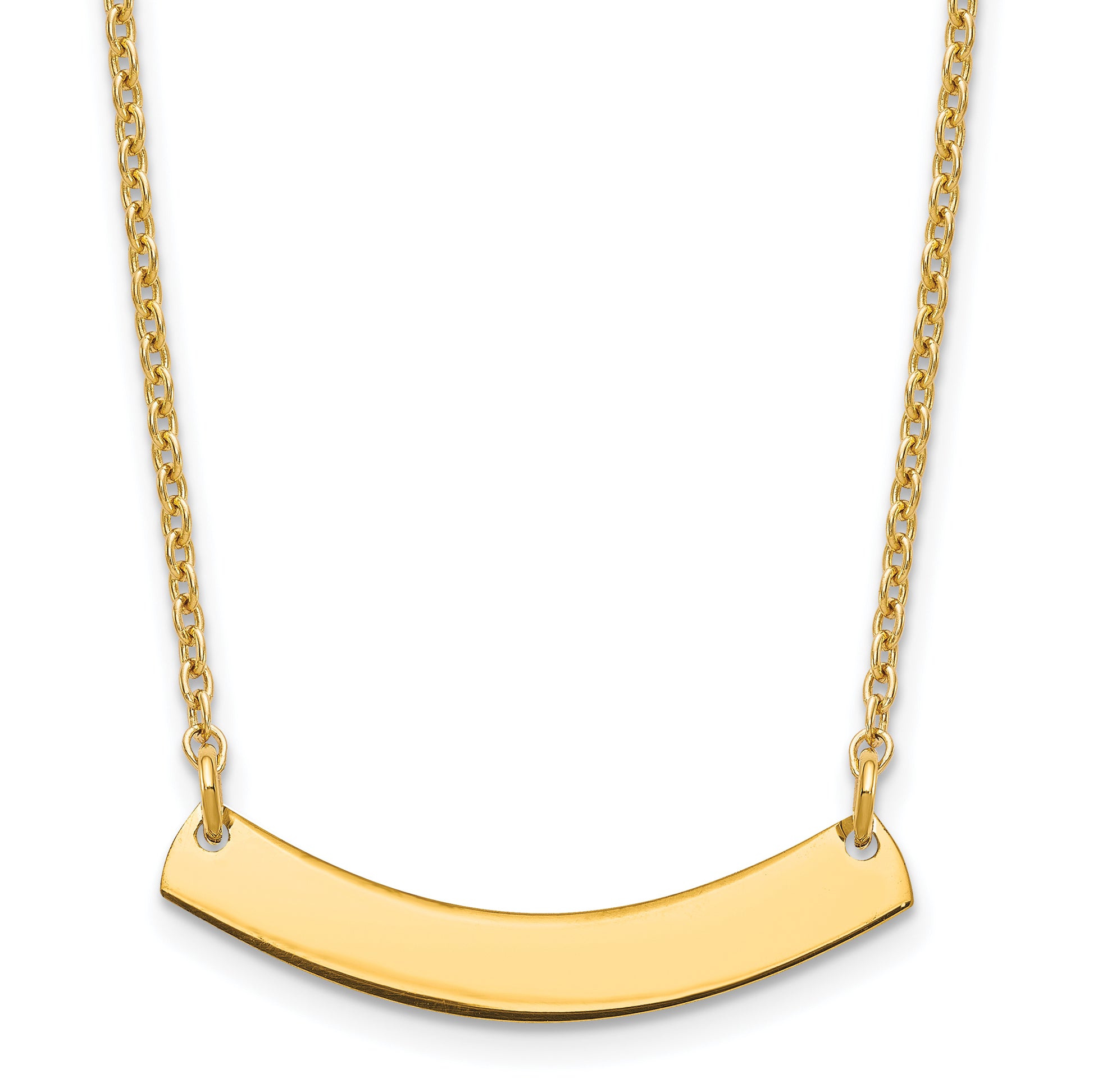 Gold Plated Sterling Silver/Gold Small Curved Blank Bar Necklace