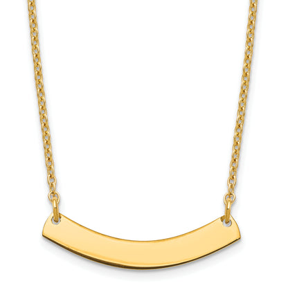 Gold Plated Sterling Silver/Gold Small Curved Blank Bar Necklace