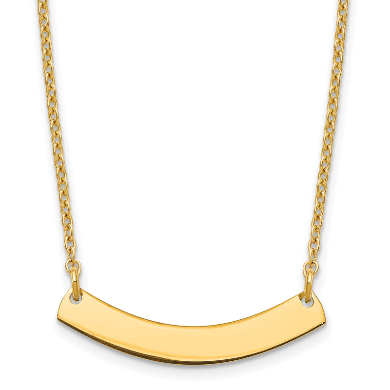 Gold Plated Sterling Silver/Gold Small Curved Blank Bar Necklace