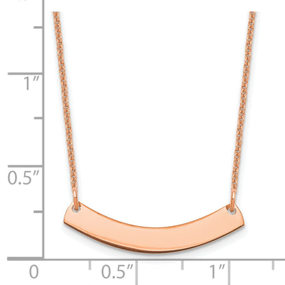 14K Rose Gold Small Curved Blank Bar Necklace