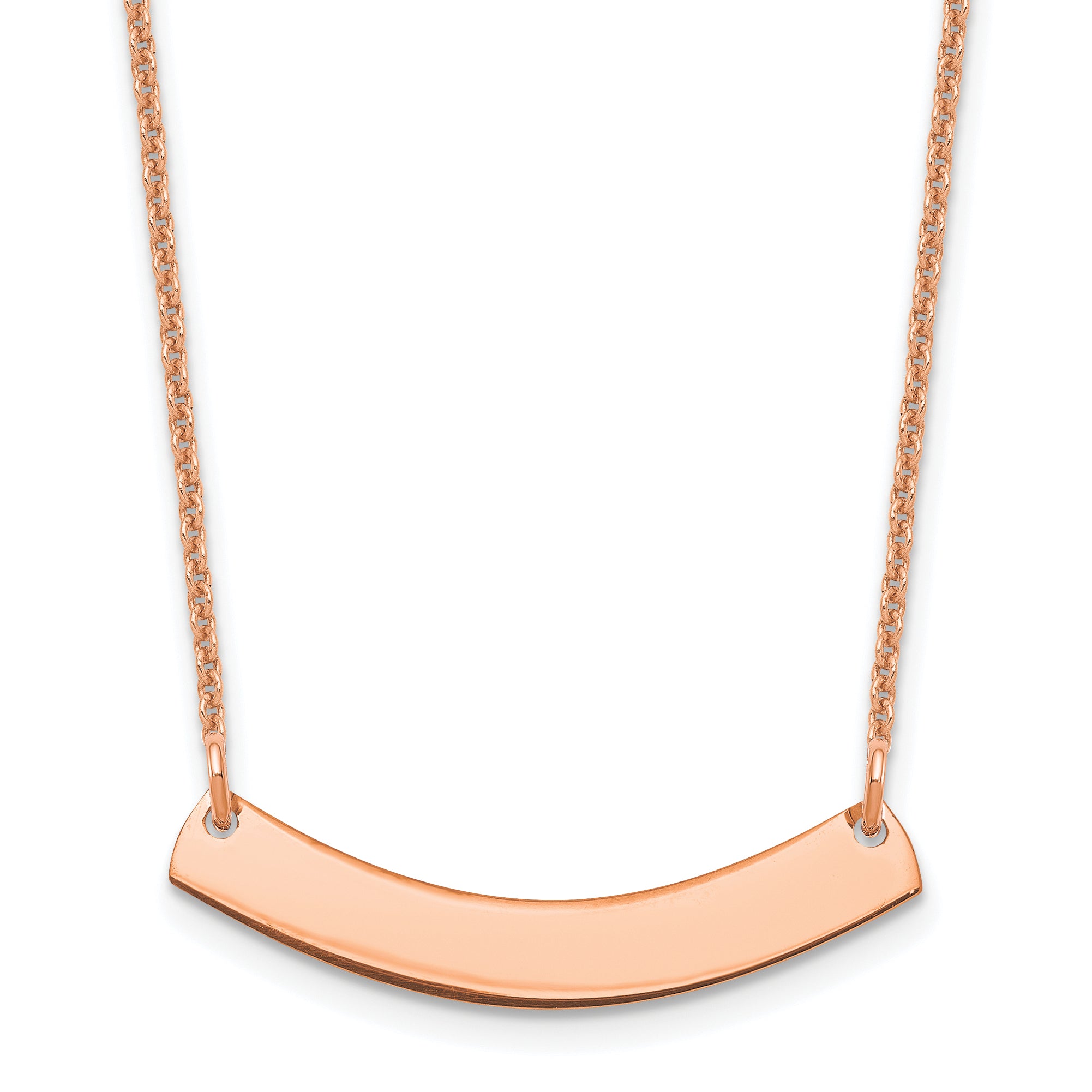 14K Rose Gold Small Curved Blank Bar Necklace