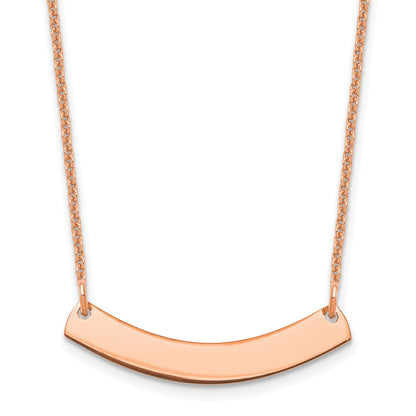 14K Rose Gold Small Curved Blank Bar Necklace