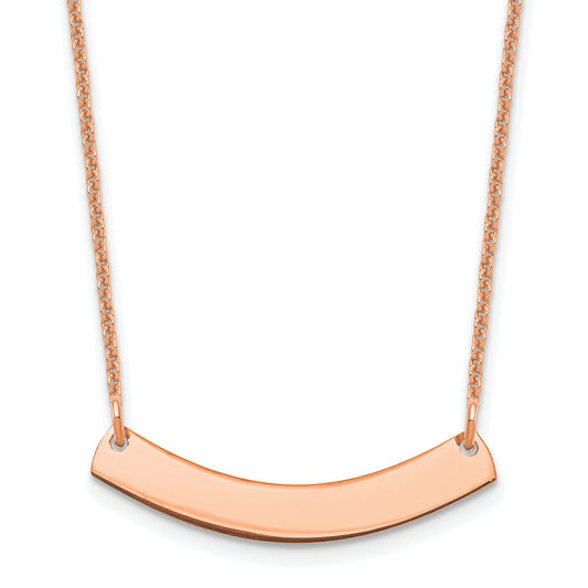 14K Rose Gold Small Curved Blank Bar Necklace