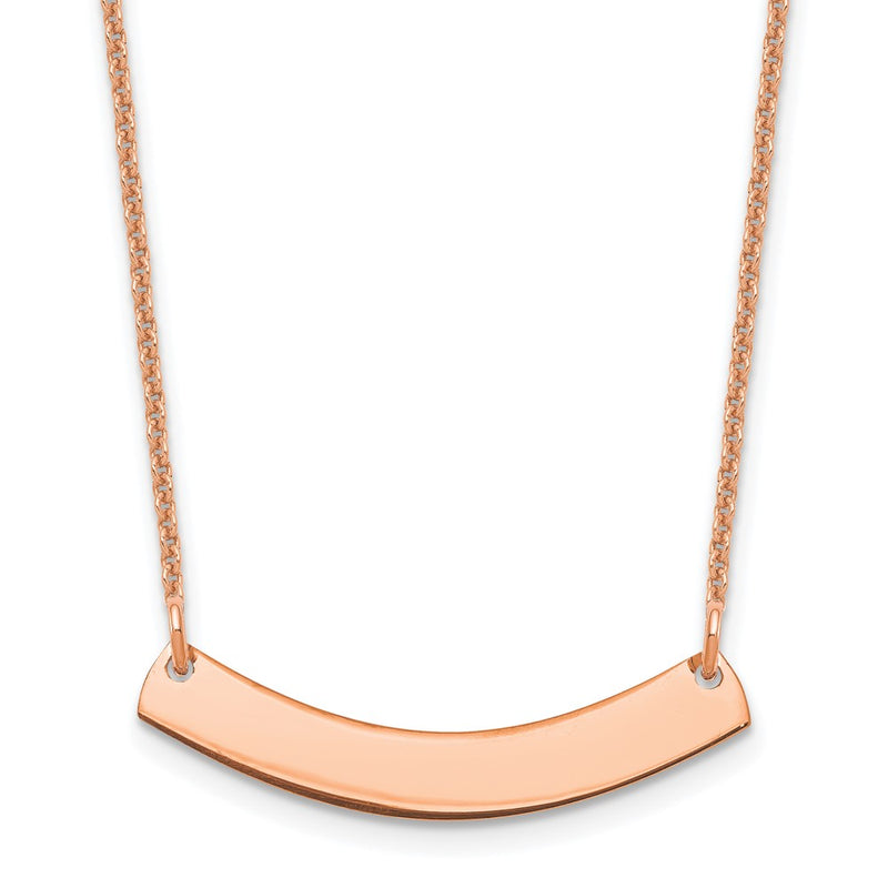 14K Rose Gold Small Curved Blank Bar Necklace