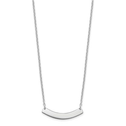 Sterling Silver Silver/Rhodium Plated Small Curved Blank Bar Necklace