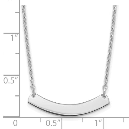 Sterling Silver Silver/Rhodium Plated Small Curved Blank Bar Necklace
