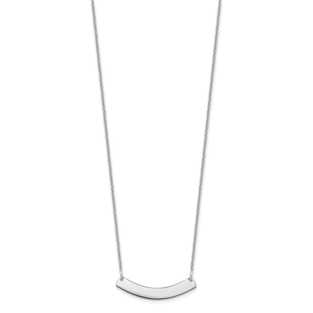 14K White Gold Small Curved Blank Bar Necklace
