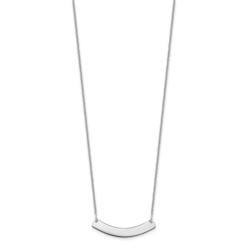 14K White Gold Small Curved Blank Bar Necklace