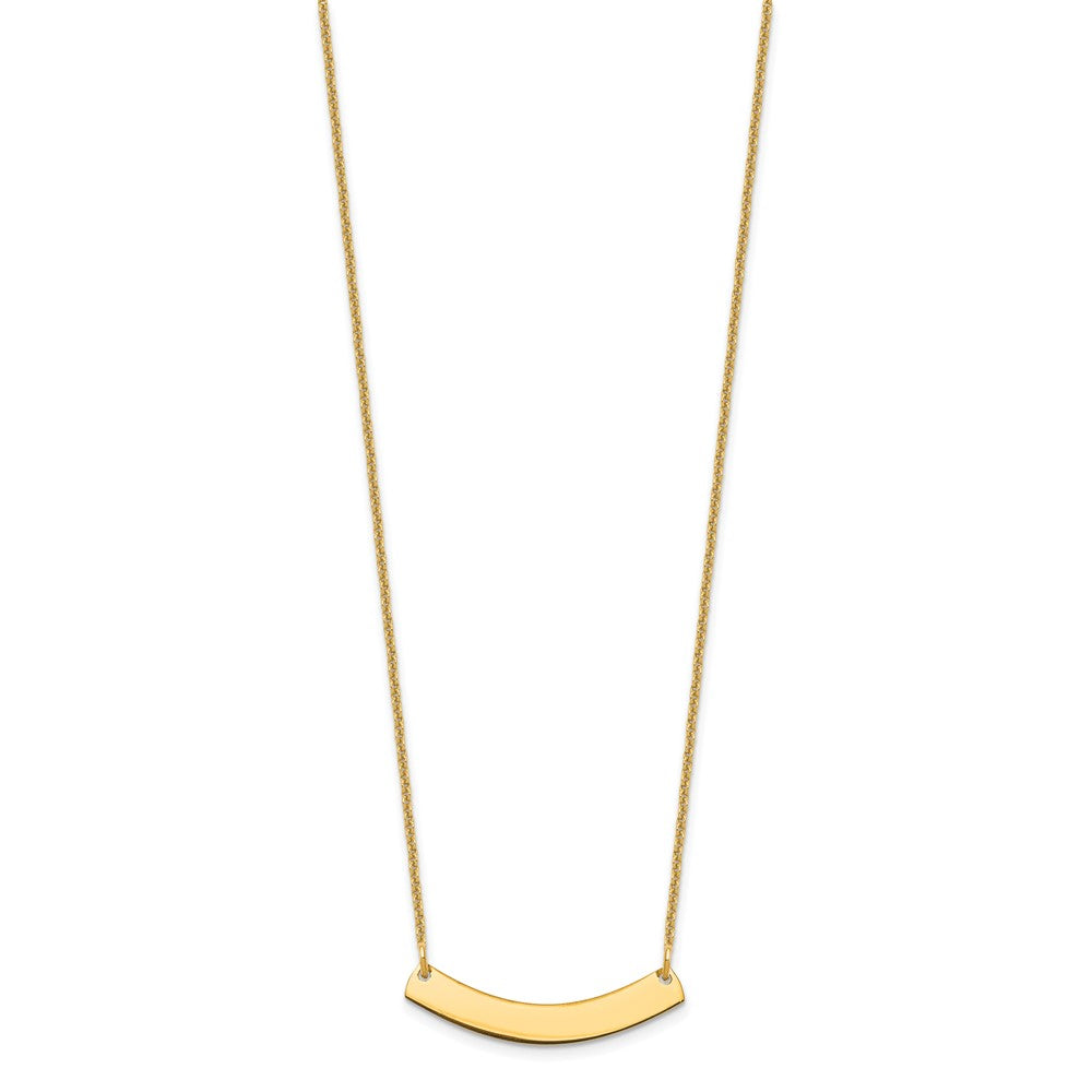 14K Yellow Gold Small Curved Blank Bar Necklace