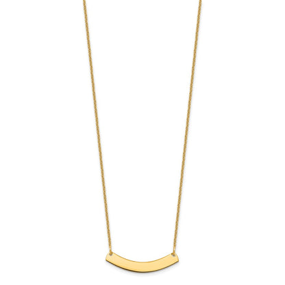 14K Yellow Gold Small Curved Blank Bar Necklace