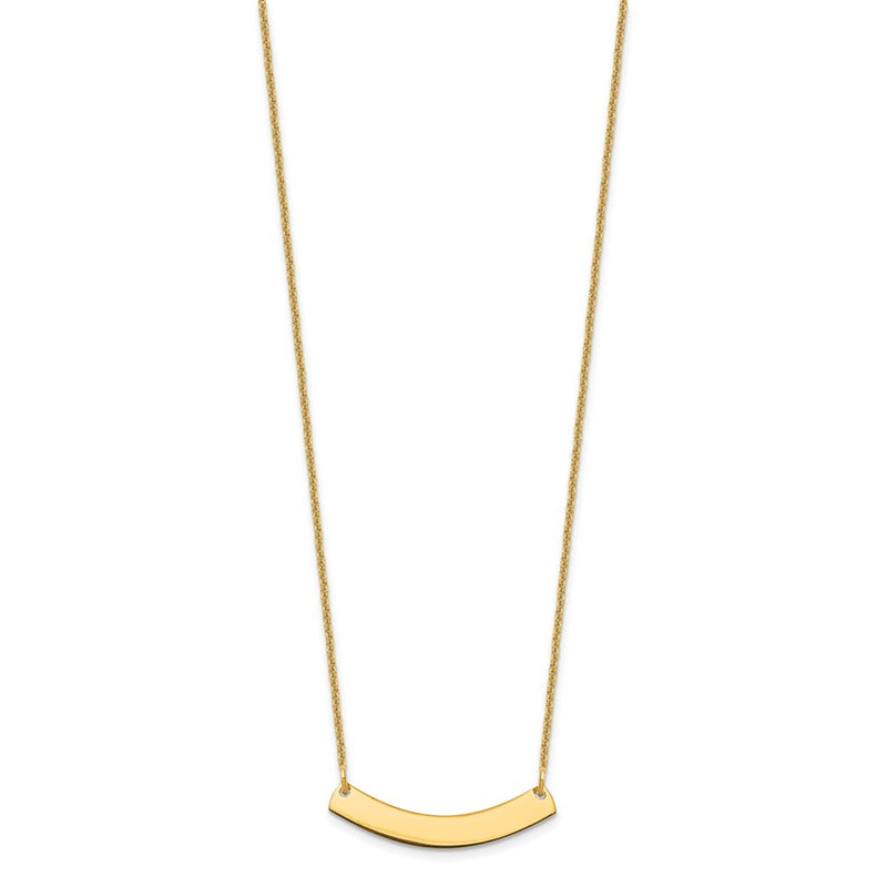 14K Yellow Gold Small Curved Blank Bar Necklace