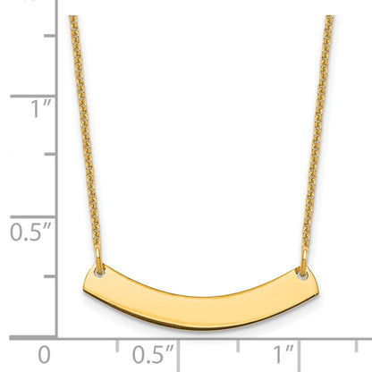 14K Yellow Gold Small Curved Blank Bar Necklace