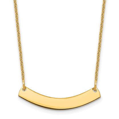 14K Yellow Gold Small Curved Blank Bar Necklace