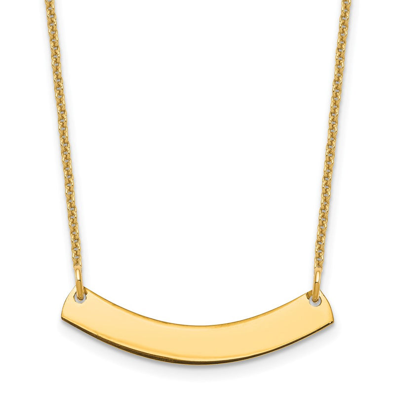 14K Yellow Gold Small Curved Blank Bar Necklace