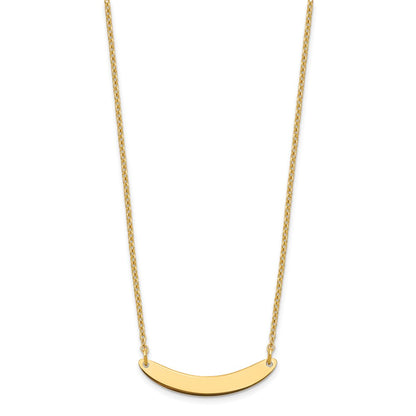 Gold Plated Sterling Silver/Gold Small Curved Blank Bar Necklace