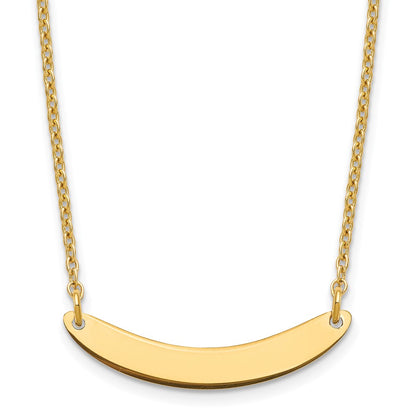 Gold Plated Sterling Silver/Gold Small Curved Blank Bar Necklace