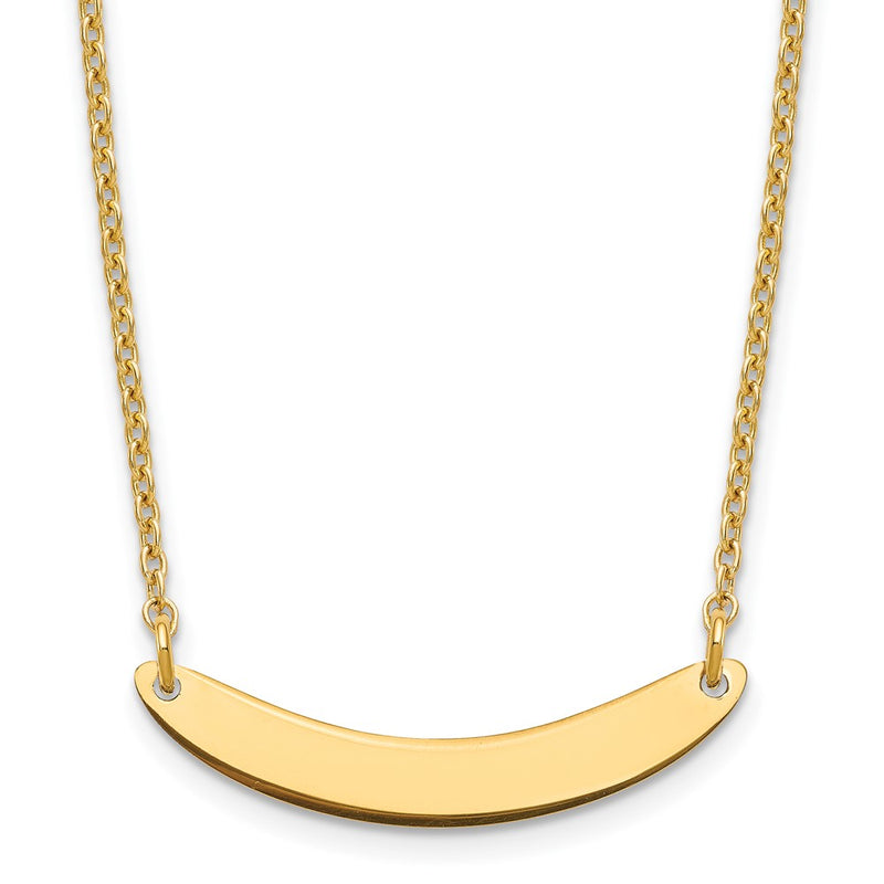 Gold Plated Sterling Silver/Gold Small Curved Blank Bar Necklace