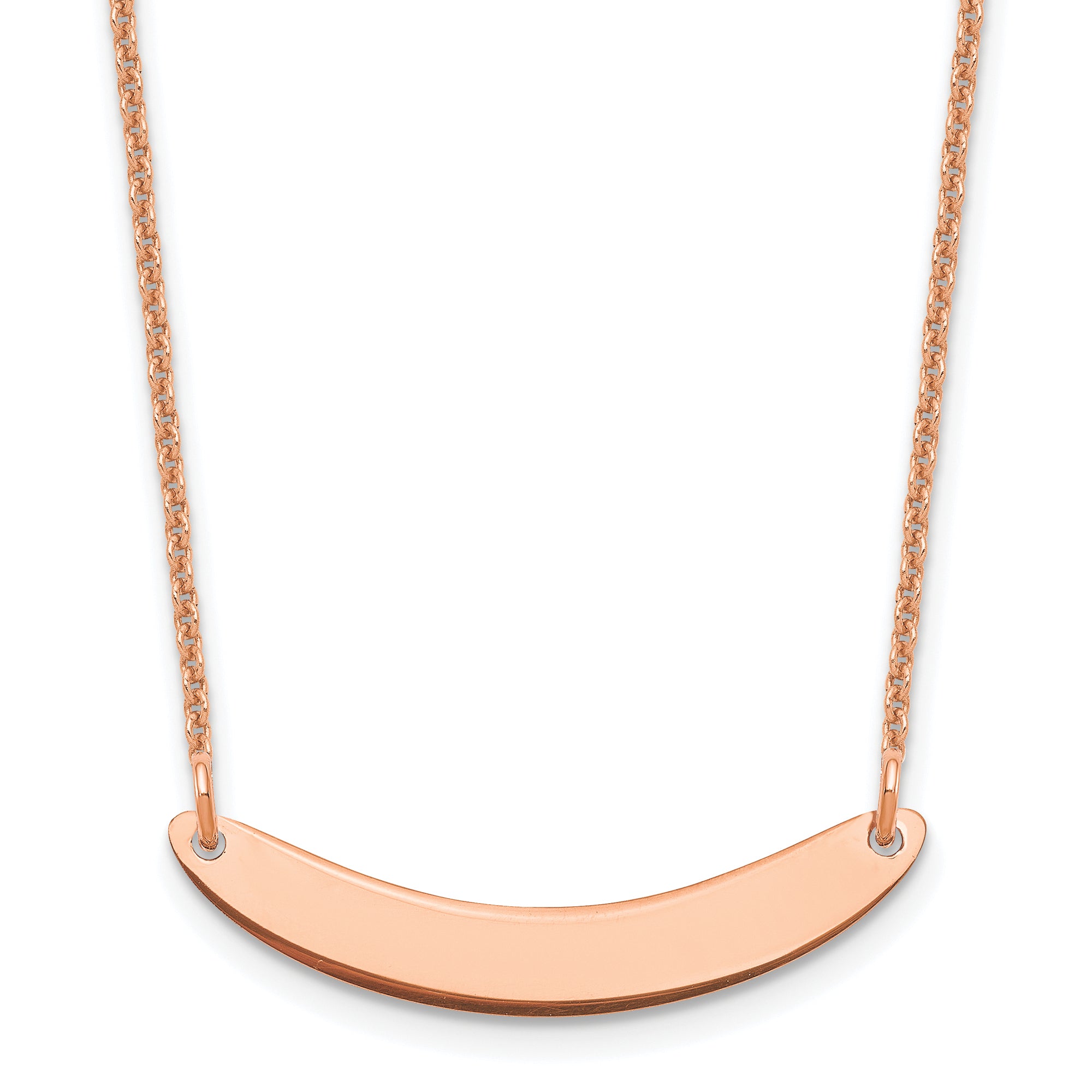 14K Rose Gold Small Curved Blank Bar Necklace