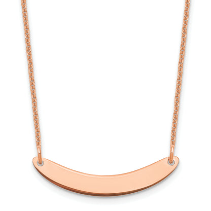 14K Rose Gold Small Curved Blank Bar Necklace
