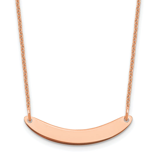 14K Rose Gold Small Curved Blank Bar Necklace