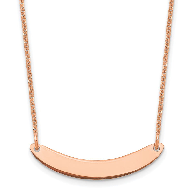14K Rose Gold Small Curved Blank Bar Necklace