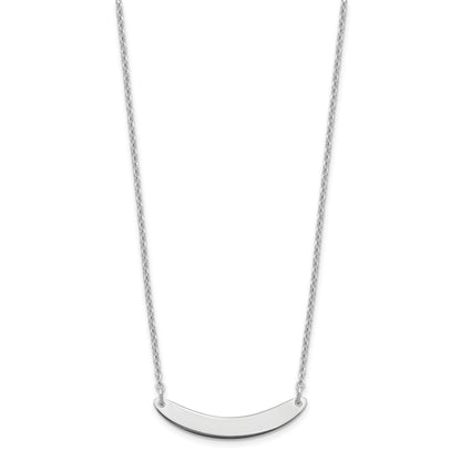 Sterling Silver Silver/Rhodium Plated Small Curved Blank Bar Necklace