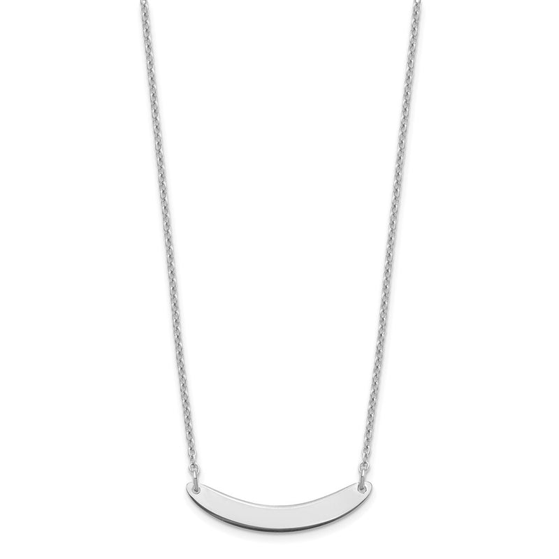 Sterling Silver Silver/Rhodium Plated Small Curved Blank Bar Necklace