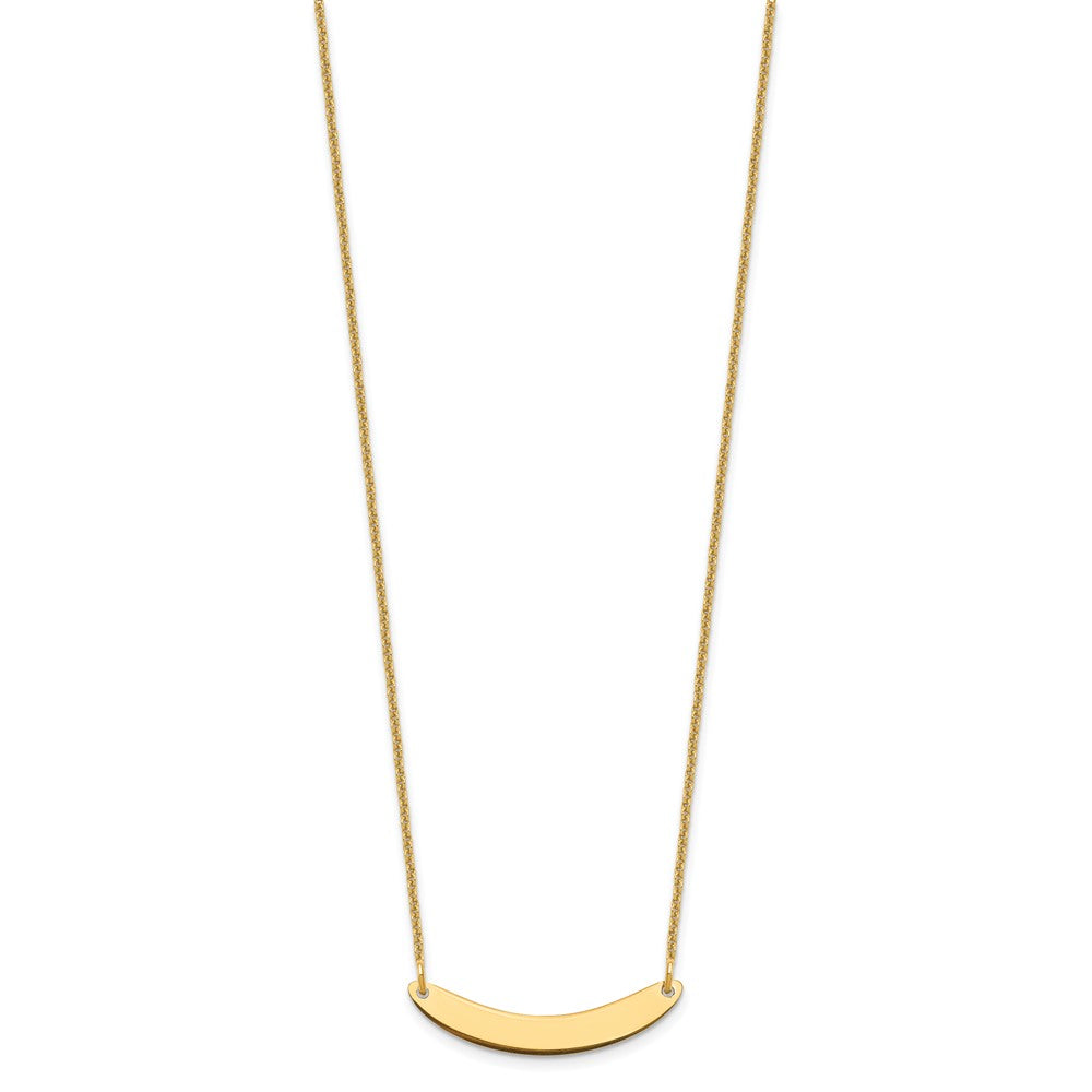 14K Yellow Gold Small Curved Blank Bar Necklace