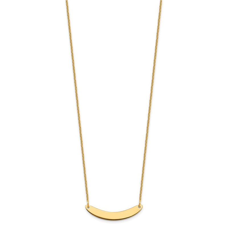 14K Yellow Gold Small Curved Blank Bar Necklace