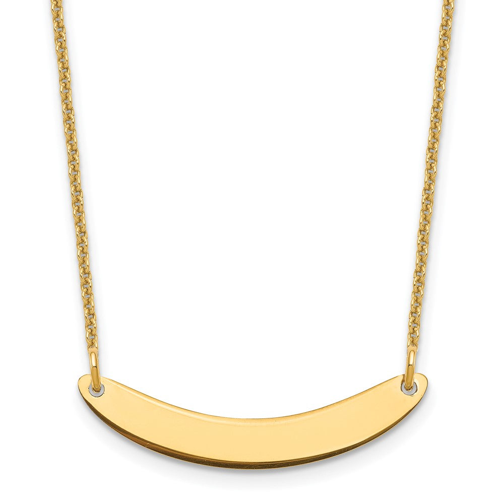 14K Yellow Gold Small Curved Blank Bar Necklace