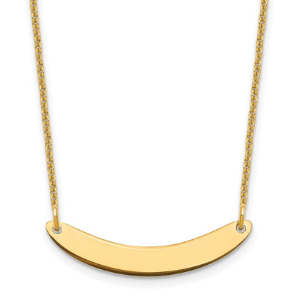 14K Yellow Gold Small Curved Blank Bar Necklace