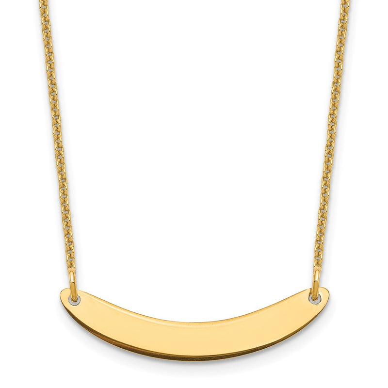 14K Yellow Gold Small Curved Blank Bar Necklace