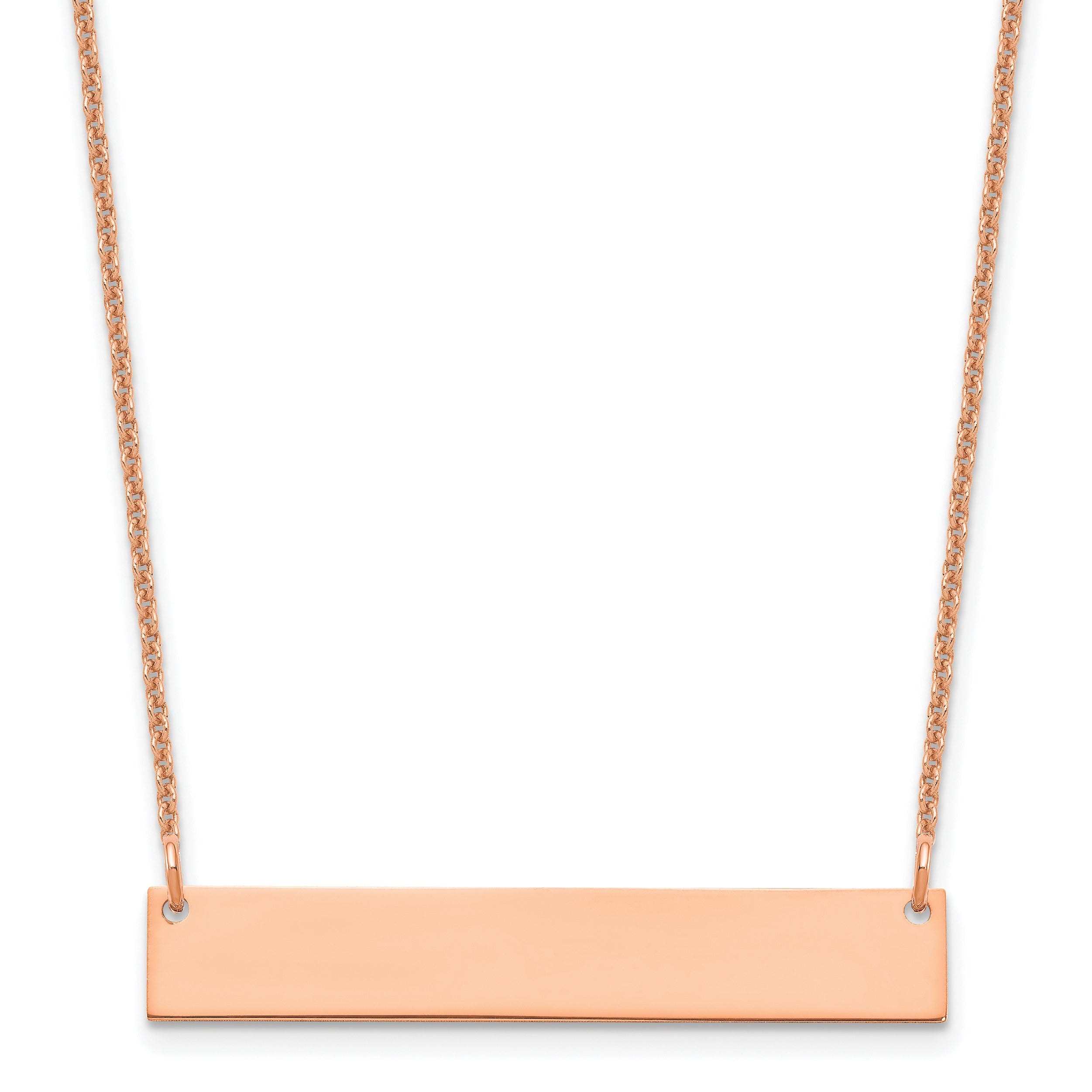 14K Rose Gold Medium Blank Bar Necklace
