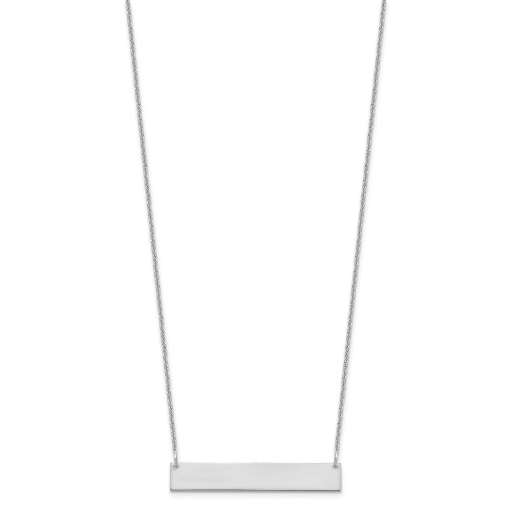 14K White Gold Medium Blank Bar Necklace