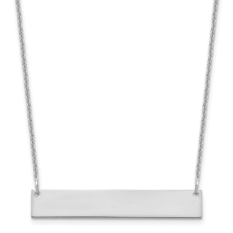 14K White Gold Medium Blank Bar Necklace