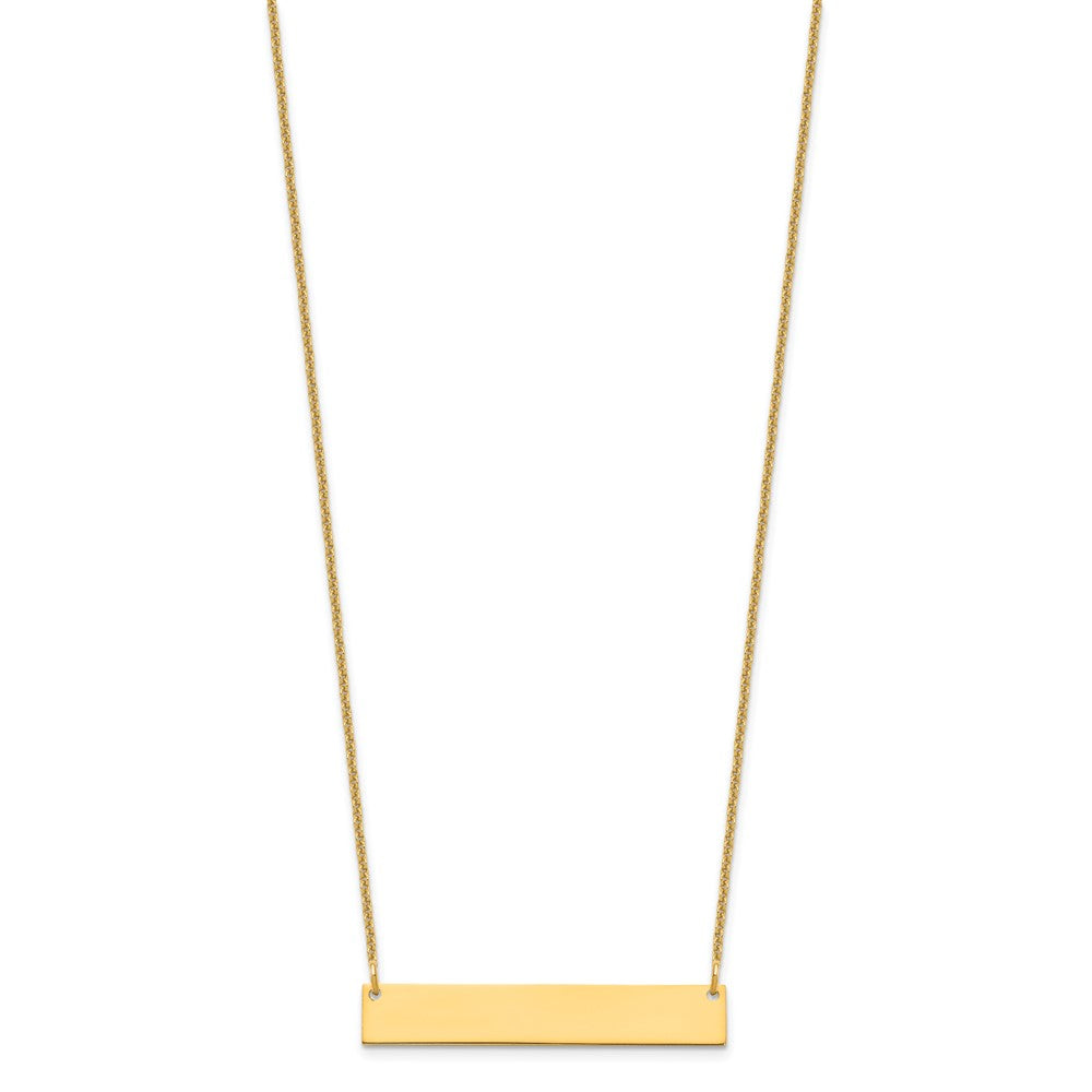 14K Yellow Gold Medium Blank Bar Necklace