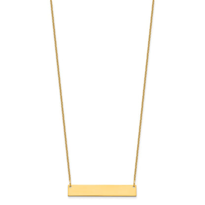 14K Yellow Gold Medium Blank Bar Necklace