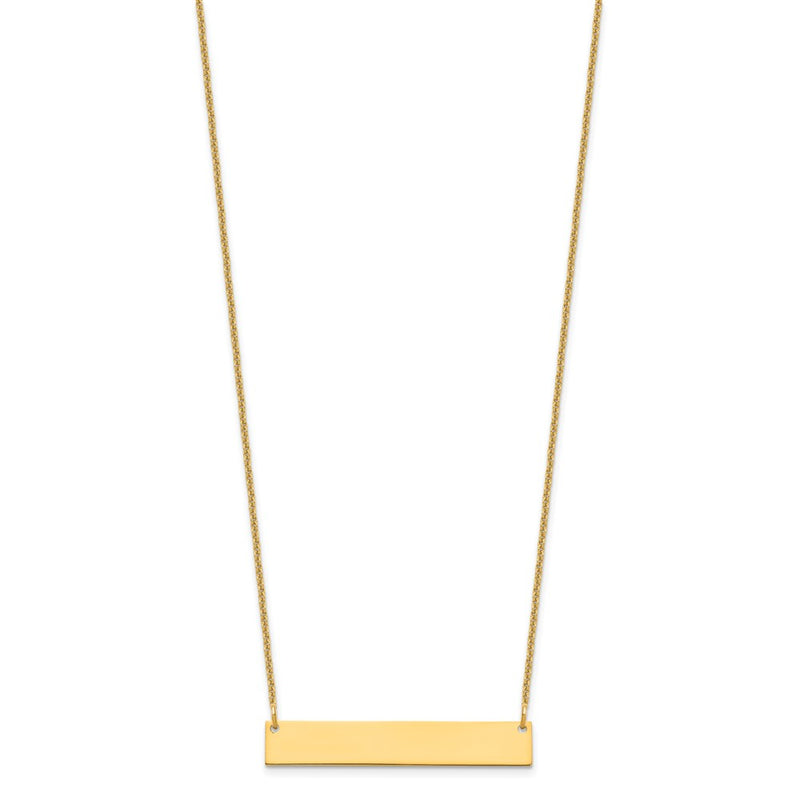 14K Yellow Gold Medium Blank Bar Necklace