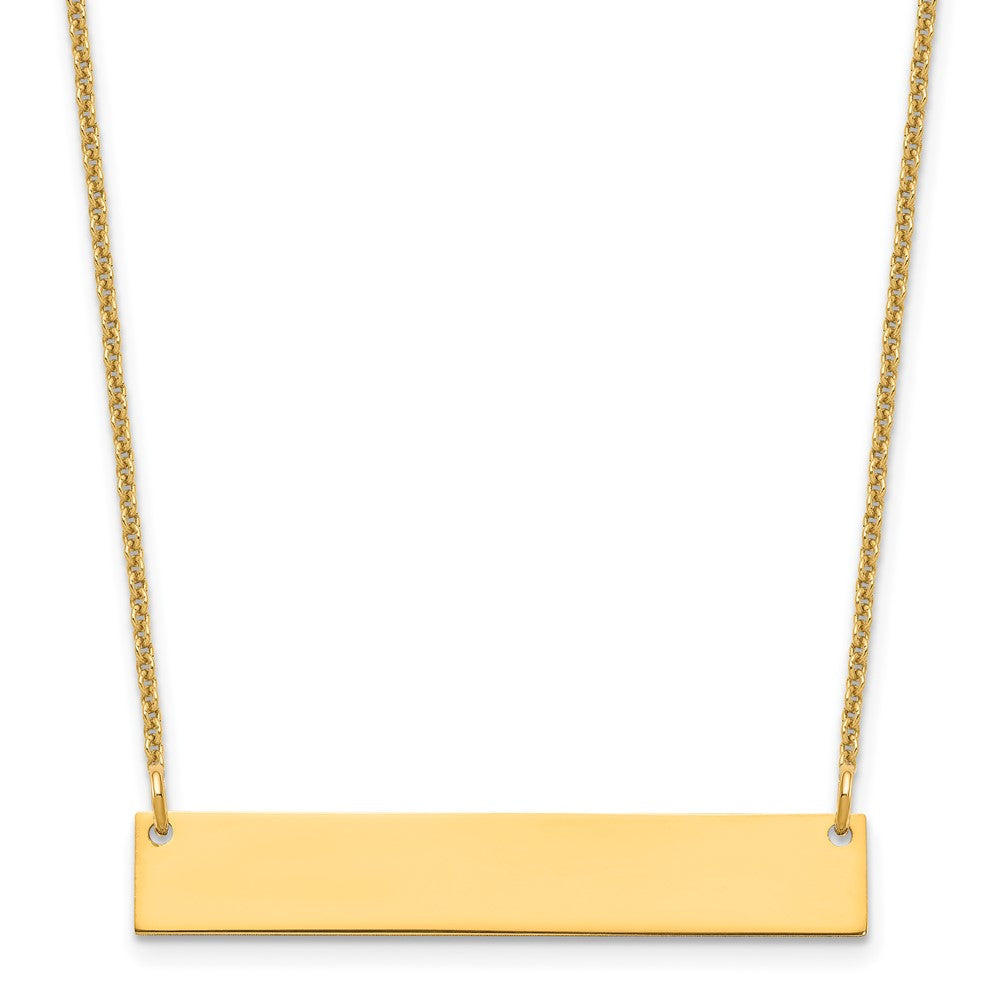 14K Yellow Gold Medium Blank Bar Necklace