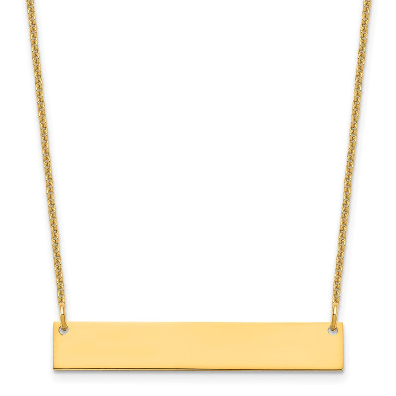 14K Yellow Gold Medium Blank Bar Necklace