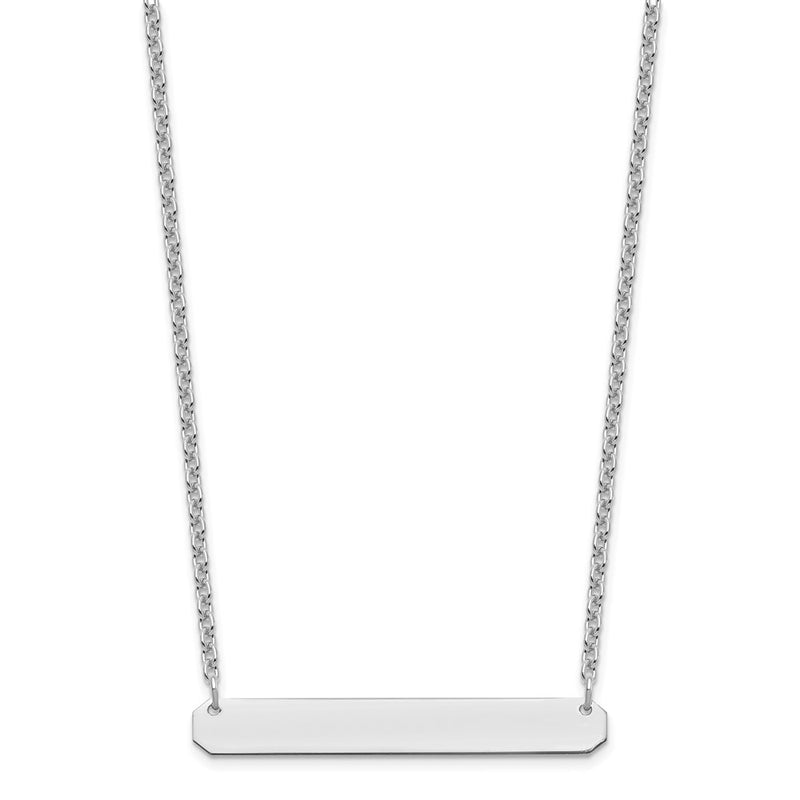 Sterling Silver Silver/Rhodium Plated Medium Blank Bar Necklace