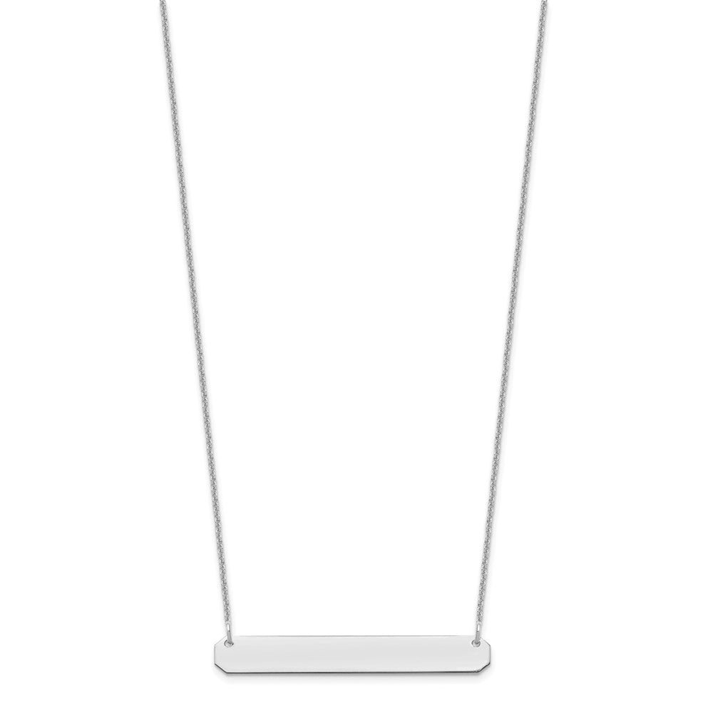 14K White Gold Medium Blank Bar Necklace