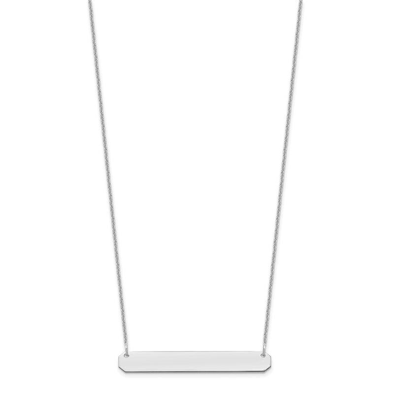 14K White Gold Medium Blank Bar Necklace