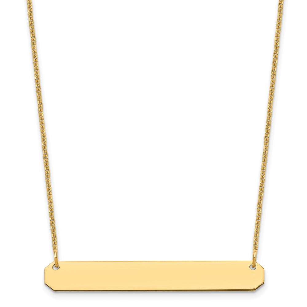 14K Yellow Gold Medium Blank Bar Necklace