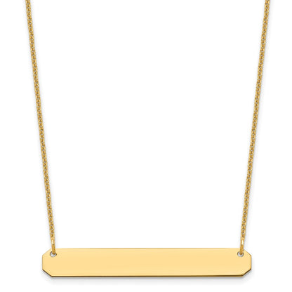 14K Yellow Gold Medium Blank Bar Necklace