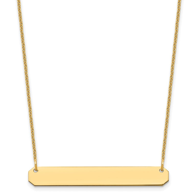 14K Yellow Gold Medium Blank Bar Necklace