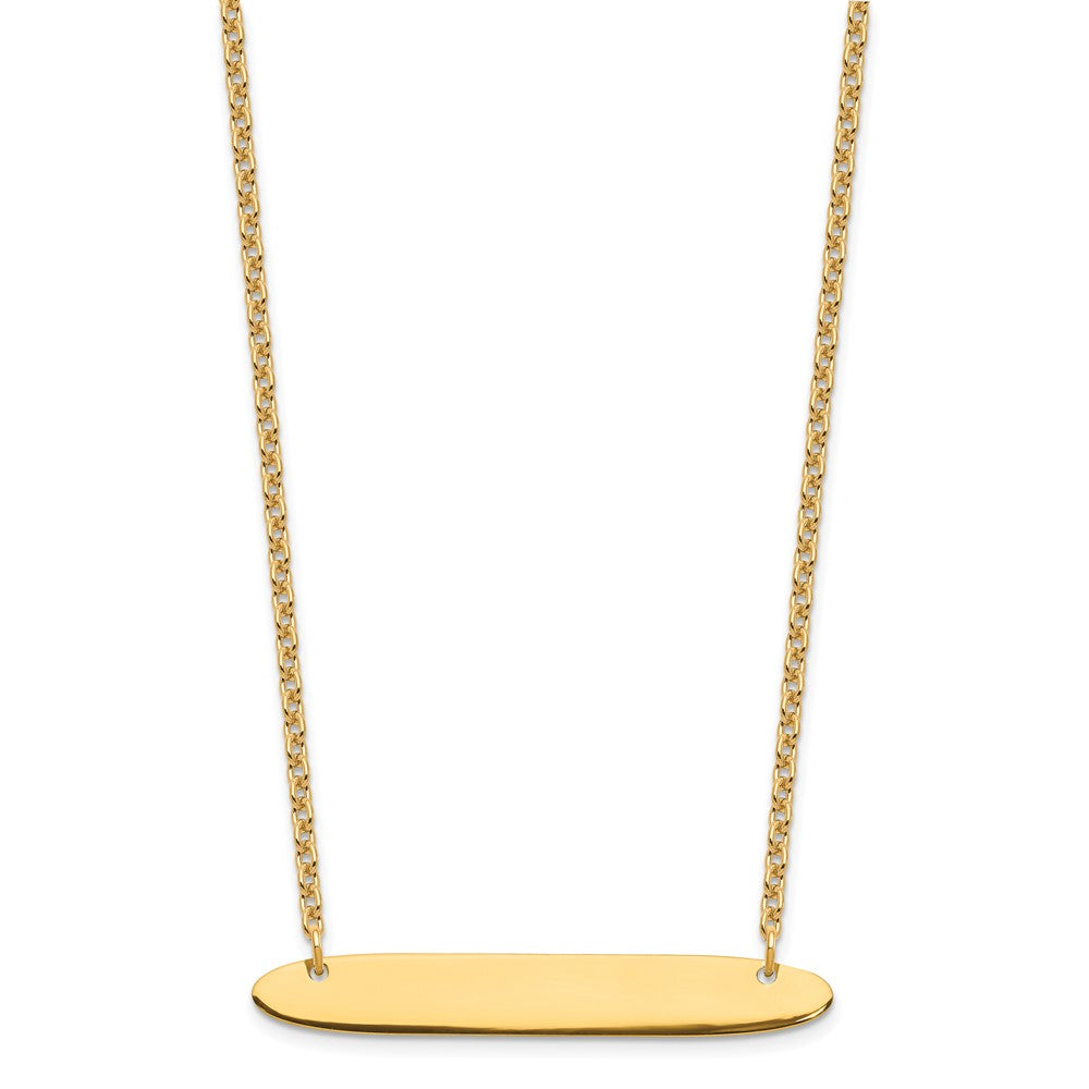 Gold Plated Sterling Silver/Gold Medium Oblong Blank Bar Necklace