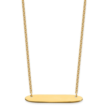 Gold Plated Sterling Silver/Gold Medium Oblong Blank Bar Necklace