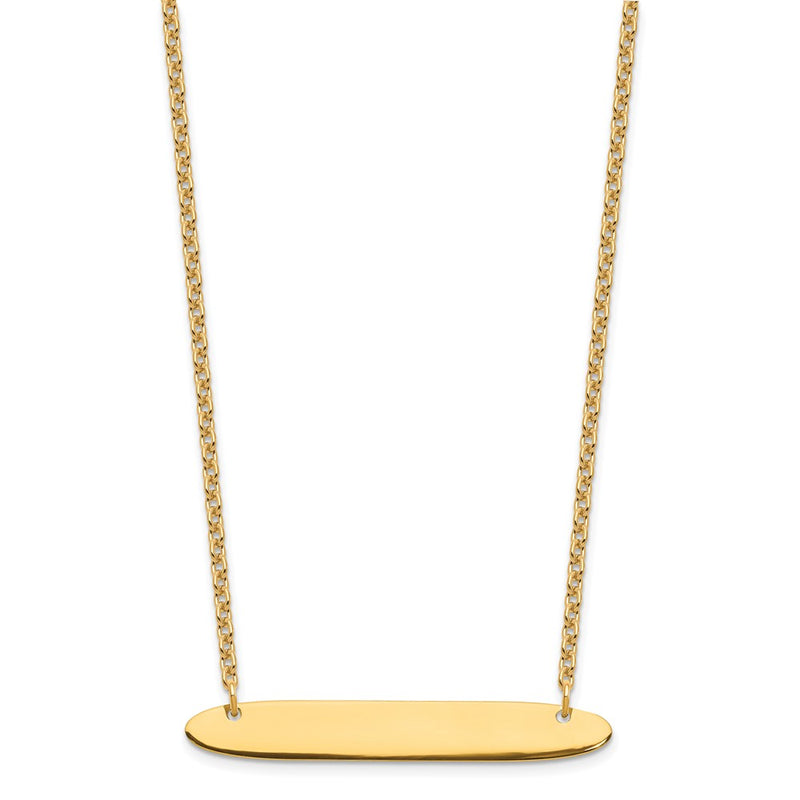 Gold Plated Sterling Silver/Gold Medium Oblong Blank Bar Necklace